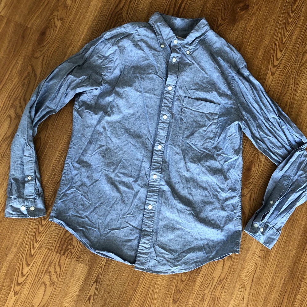 Merona LONG SLEEVE Regular Fit MENS SHIRTS size Large blue 100 % COTTON
